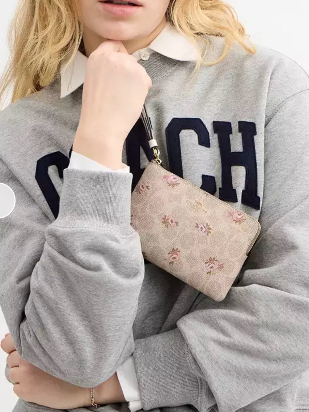 Coach Corner Zip Wristlet In Signature Canvas With Floral Print